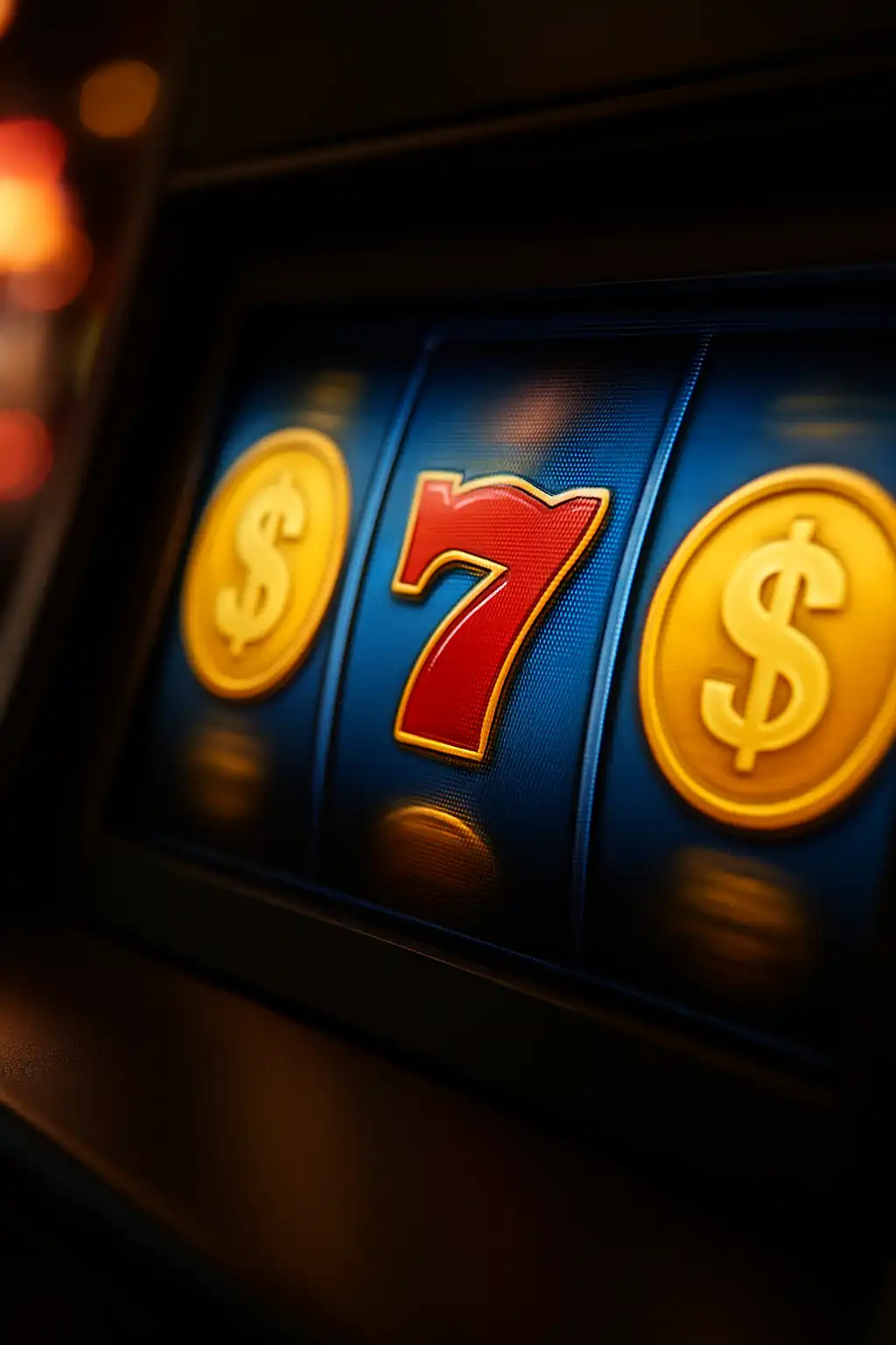 Slot reels spinning on a screen with golden coin symbols